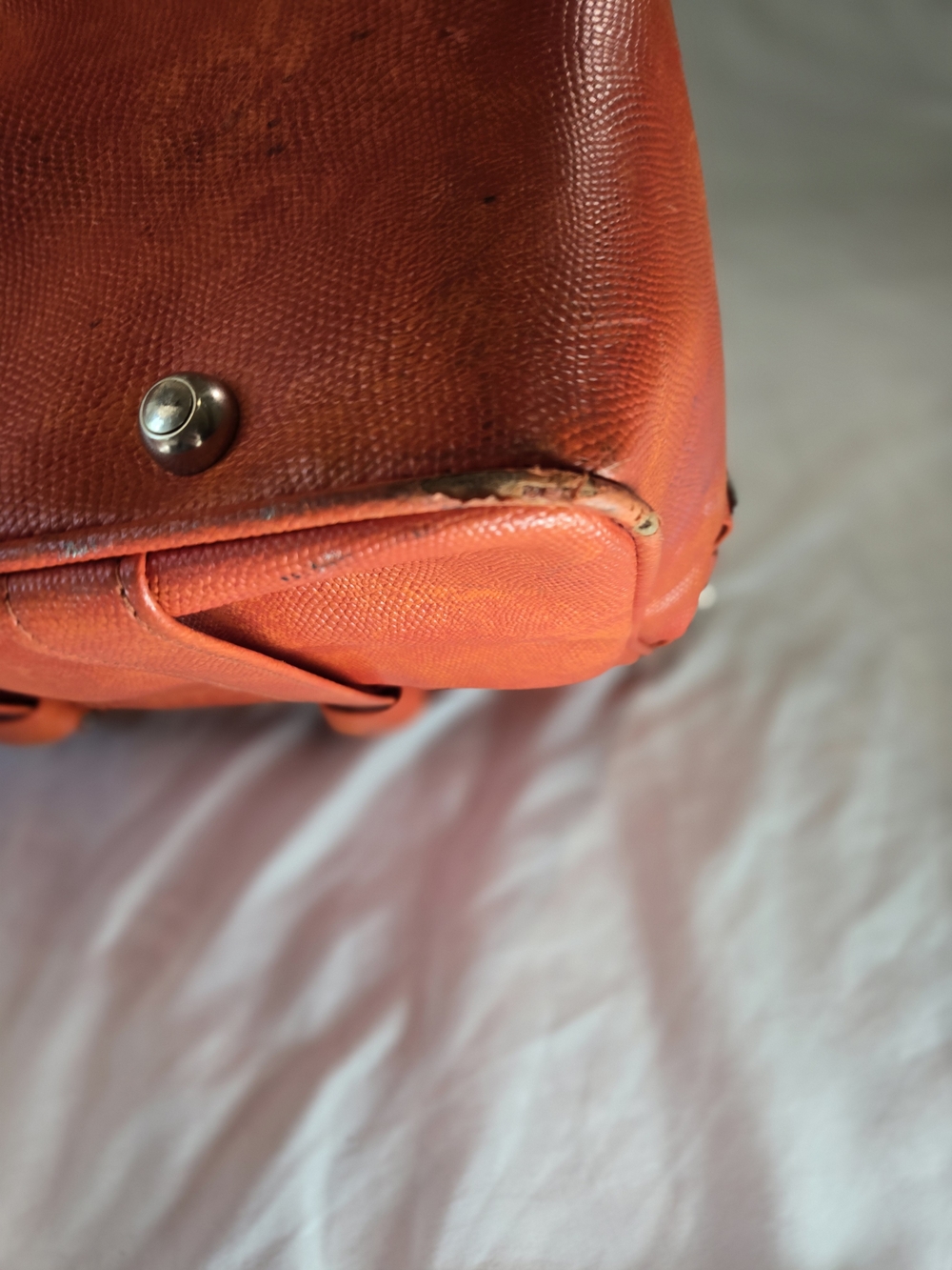 Vintage Samsonite Orange Leather Tote Amazing - Picture 16 of 16